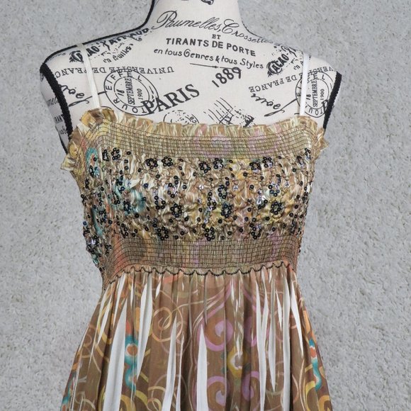 Lapis* Women's Smock Top Spaghetti String Sequence Maxi Dress~ One Size Fits ALL - Picture 3 of 13